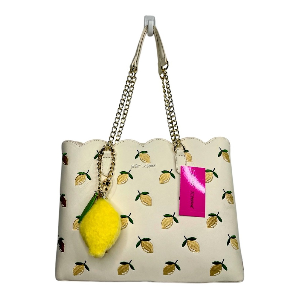 Betsey Johnson xotote Lemon Patterned Cream Tote Bag